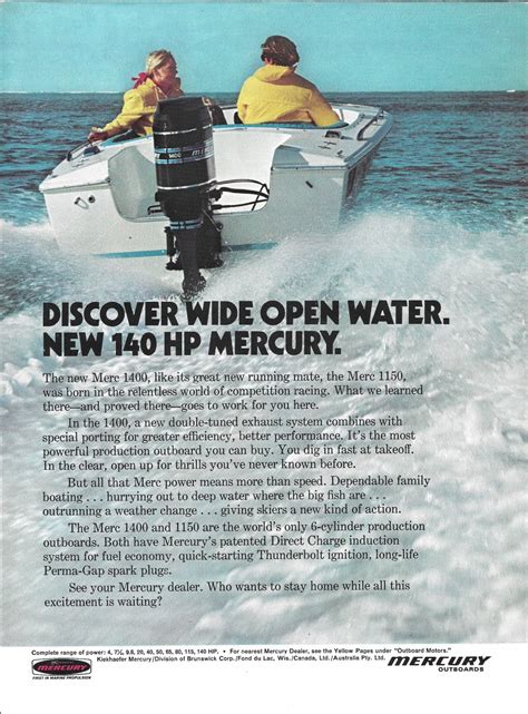 1971 Kiekhaefer Mercury 140 Hp Outboard Motor Color Ad Nice Photo