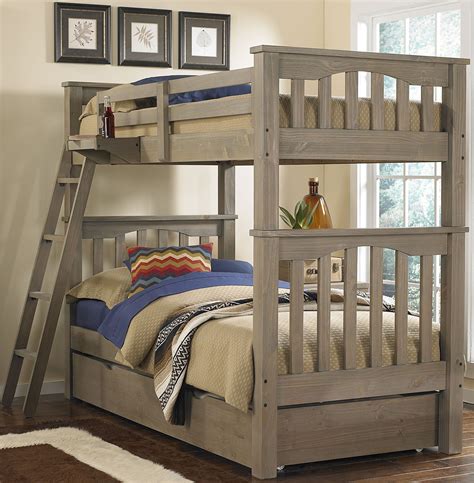 Highlands Harper Driftwood Twin Over Twin Bunk Bed With Trundle From Ne
