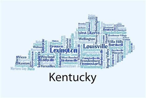 Premium Vector Detailed Vector Map Of Kentucky With The Names Of All