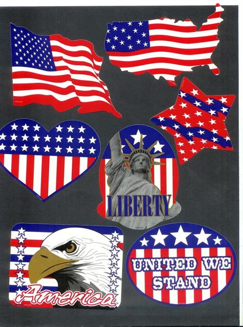 Lot Of 7 Usa United States Of America Flag Patriotic Stickers Pride