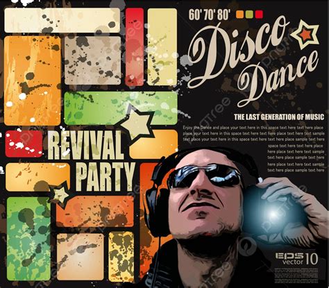 Retro Revival Disco Party Flyer Poster Head Backdrop Vector Poster