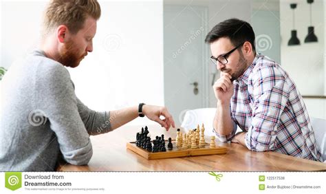Two Young Man Playing Chess Stock Photo Image Of King Background