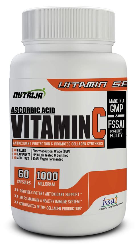 About this item 1000mg vitamin c (as ascorbic acid) per serving, supports healthy immune system* 300 tablets, a 10 month supply (taken daily at listed serving size) no artificial colors, flavors or chemical preservatives; Buy Vitamin C 1000MG Capsules in India | NutriJa ...
