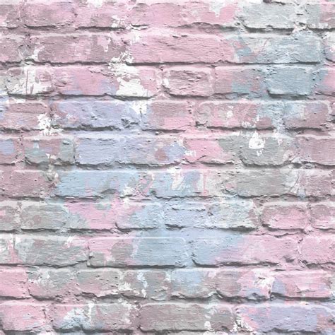 Muriva Painted Brick Pattern Wallpaper Paint Splash