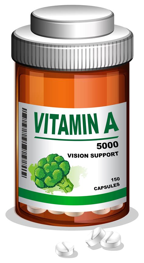 A Bottle Of Vitamin A Capsules 302808 Vector Art At Vecteezy