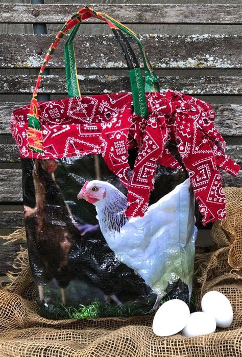 Feed Sack Chicken Handbag Tote Recycled Chicken Feed Bag Etsy Feed Sacks Feed Bags Recycling