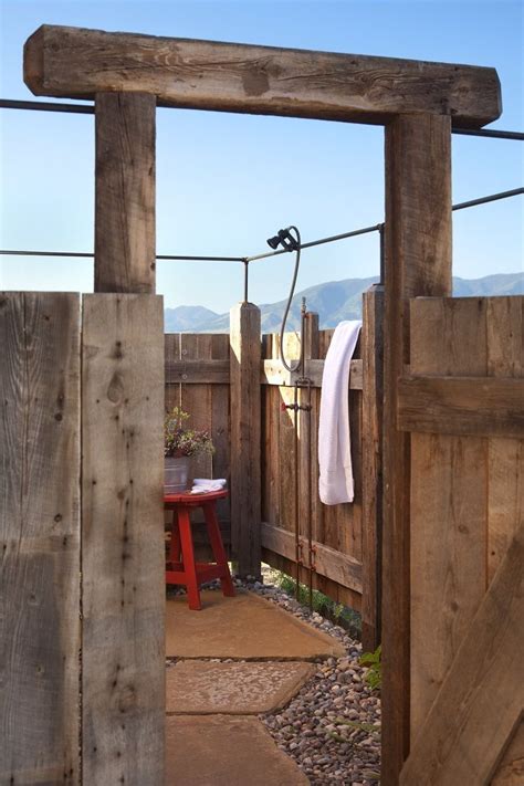 East Gallatin Preserve Outdoor Shower Outdoor Bathrooms Rustic Cabin