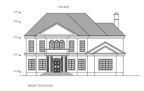 Front Elevation Double Story House Plan Free Download From Dwgnet