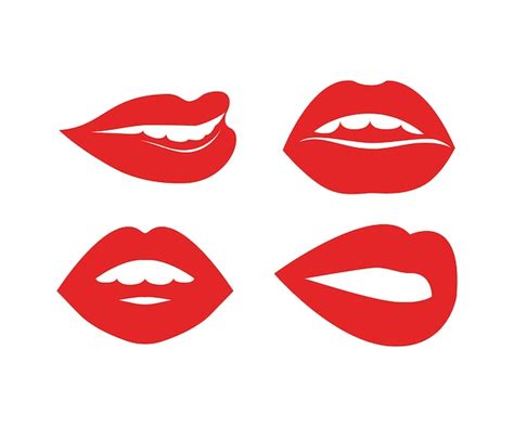 premium vector set of women s lips with red lipstick