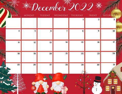 Editable December 2022 Calendar Cute Colorful Christmas With Etsy In