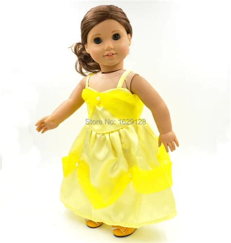 2015 wholesale new yellow doll dress handmade doll clothes skirt 18 inch american girl doll