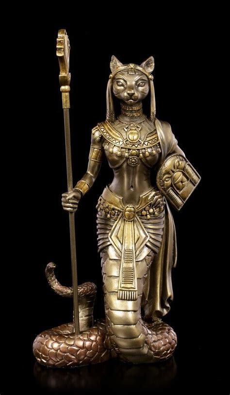 Bastet Altägyptische Figur Mit Schlangenkörper Bronziert Katzengöttin H 27 Cm Ebay