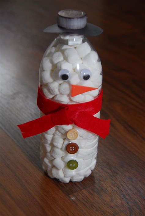 Snowman Marshmallow Dispenser Craft Water Bottle Crafts Snowman