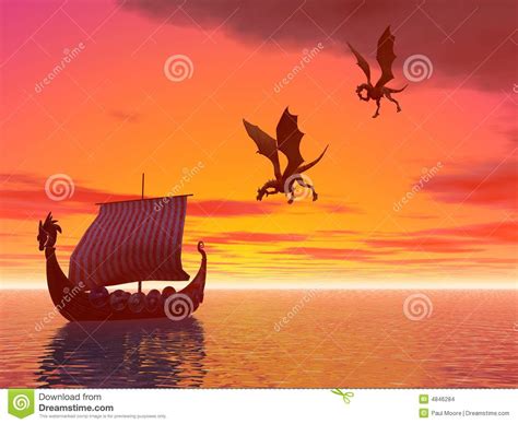 Dragon Ship Dragons Stock Illustration Illustration Of Discover 4846284