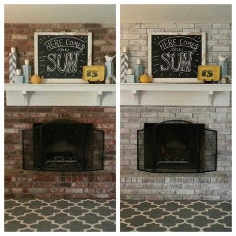 Add 2 cups of white vinegar. Don't like your dark red fireplace? White-Wash the brick ...
