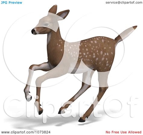 Clipart 3d Baby Yearling Deer Fawn Running 2 Royalty Free Cgi