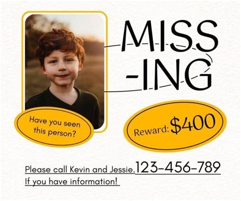 White Missing Person Search Notice Facebook Post Template And Ideas For