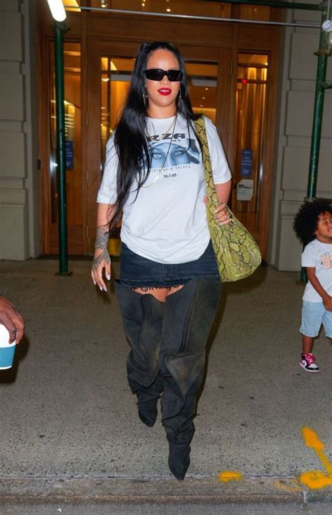Rihanna Steps Out With Aap Rocky Wearing Mini Skirt And Dramatic Thigh