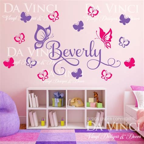 Butterflies Personalized Custom Name Vinyl Decal Sticker Wall Room