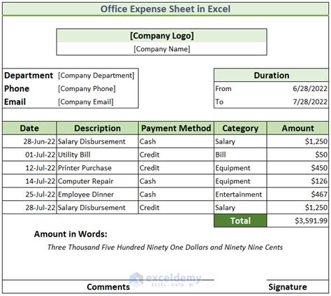 How To Make Office Expense Sheet In Excel With Easy Steps