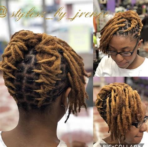 Like any bun hairstyle, this look draws the eye up so try pairing it with statement eye makeup and bold brows. Friendly in 2020 | Short locs hairstyles, Locs hairstyles, Short dreadlocks styles
