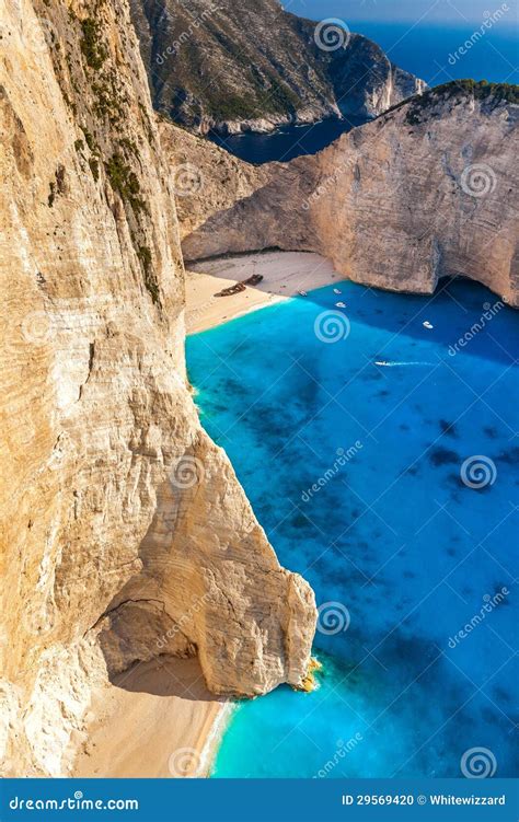 The World Famous Beach Navagio In Zakynthos Greece Stock Photo Image