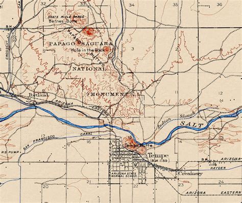 Mesa Tempe And Chandler Arizona Vintage Topographic Map Etsy España
