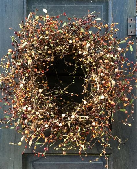 Primitive Wreath With Pip Berries Fall Wreath Country Etsy