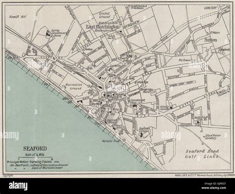Seaford Vintage Towncity Plan Sussex Ward Lock 1933 Vintage Map