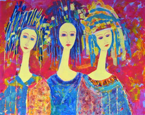 Three Angels Painting Art Women Femmes Anioły Painting By