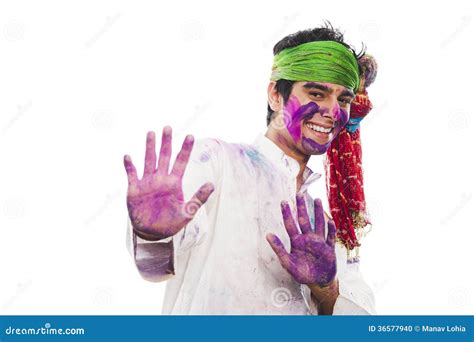 Man Celebrating Holi Stock Photo Image Of Feeling Lifestyles 36577940