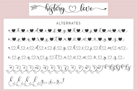 Heart Font Script Font Font With Tails Kalligrafie Font Etsy