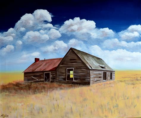 Wallpaper Landscape Painting Sky Clouds House Farm Barn Hut