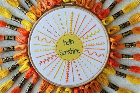Hello Sunshine Embroidery Pattern Pdf Pattern Summer Etsy