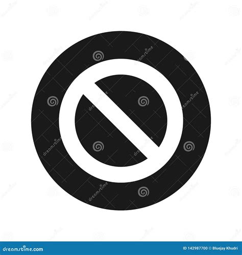Prohibition Icon Flat Black Round Button Vector Illustration Stock