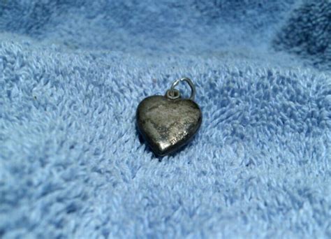 Vintage Puffy Heart Charm Sterling Silver Hearts Flowers WWII