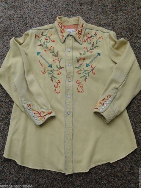Vintage 40s California Ranchwear Gabardine Fancy Embroidered Western