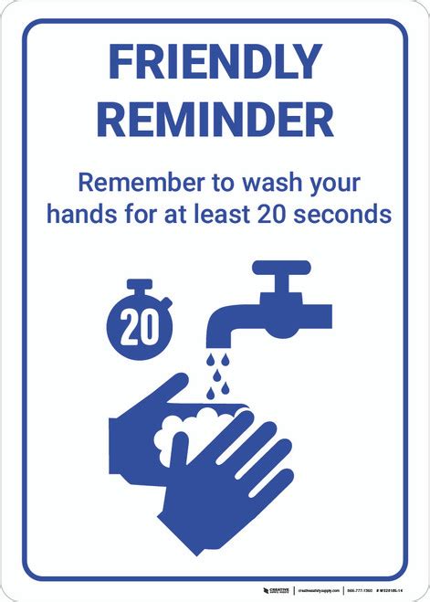 Friendly Reminder Hand Wash Method Wall Sign