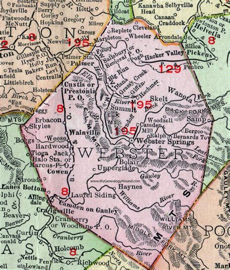 Webster County West Virginia 1911 Map Webster Springs Cowen