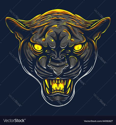 Colorful Front View Panther Head With Angry Pose Vector Image