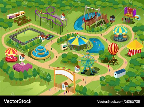 Amusement Park Map Royalty Free Vector Image Vectorstock