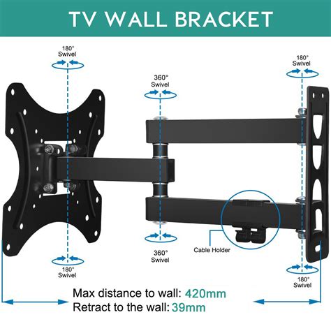 wall bracket slim swivel tilt mount lcd led for 32 37 42 46 50 55 inch tv 603977641605 ebay