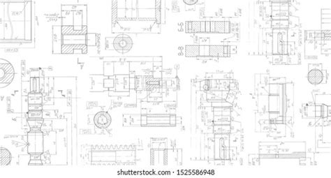 Drawing Details On White Background Mechanical Stock Vector Royalty