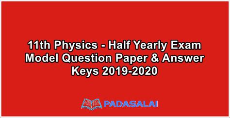 Th Physics Half Yearly Exam Model Question Papers Answer Keys