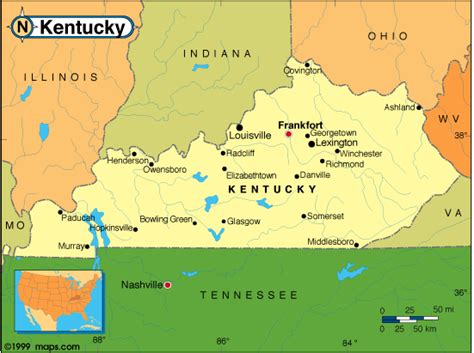 Kentucky Time Zone Map With Cities Map