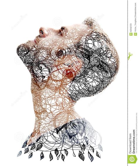 Double Exposure Portrait Combined With Drawing Photography Drawings
