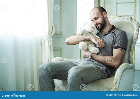 Man With Teddy Bear Stock Image Image Of Friendly Cuddle 40872549