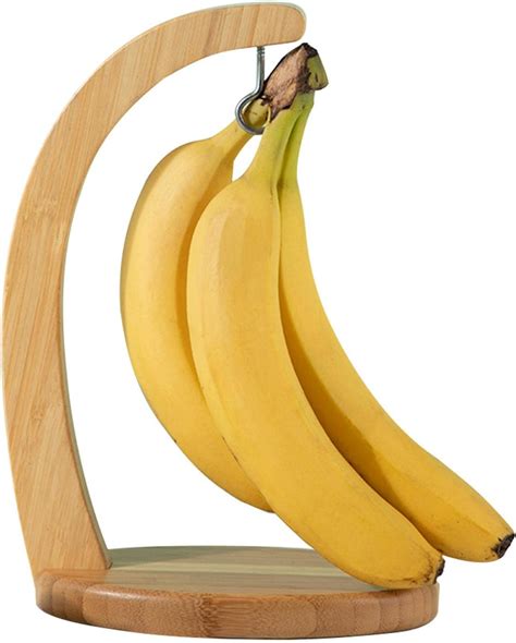 Tongdejing Bamboo Banana Holder Banana Hanger Stand With Stainless