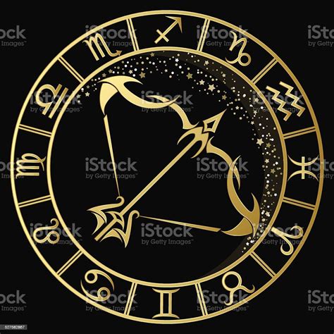 Golden Sagittarius Zodiac Sign Stock Vector Art & More Images of Aiming