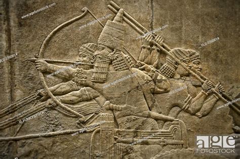 Assyrian Relief Sculpture Panel Of Ashurnasirpal On His Chariot Aiming